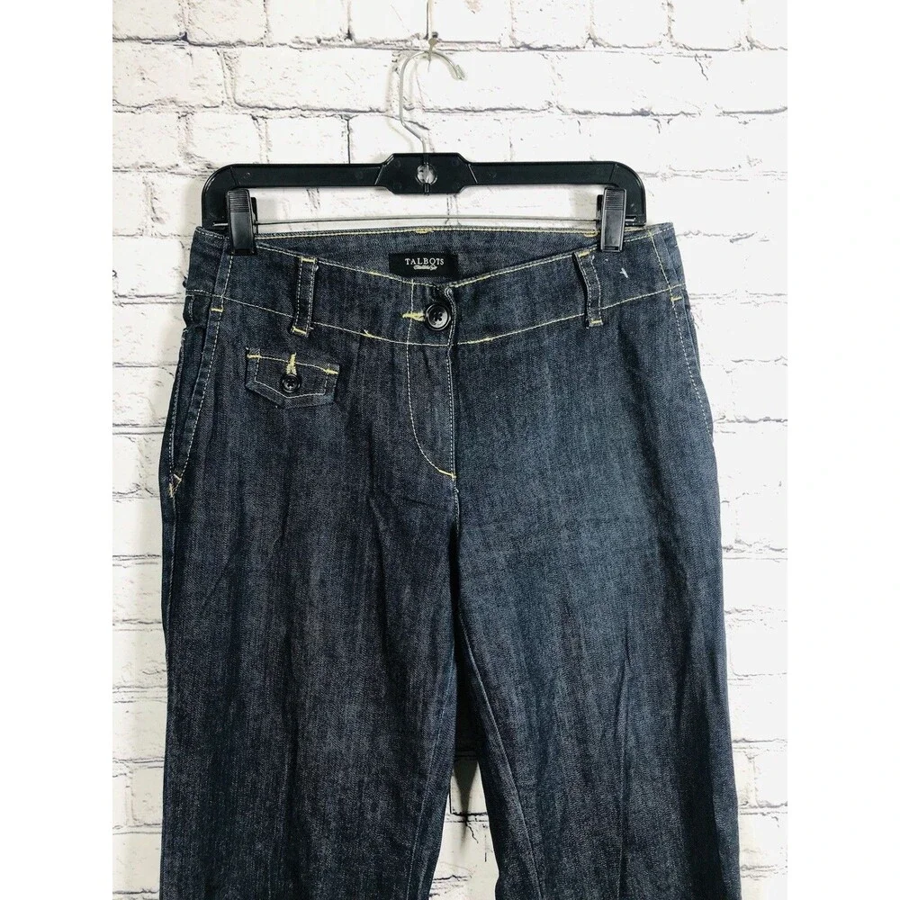 Talbots Women Signature Flare Jeans Denim Dark Wash Stretch Blue Size 2